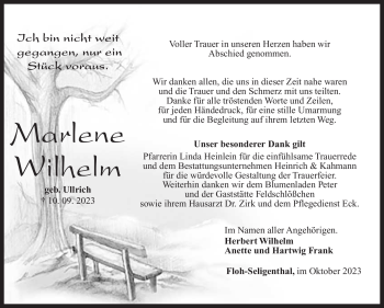 Traueranzeige von Marlene Wilhelm von Südthüringer Presse
