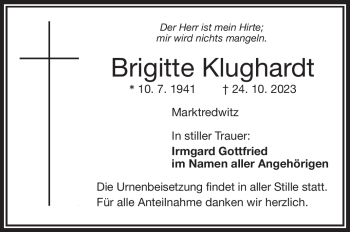 Traueranzeige von Brigitte Klughardt von Frankenpost