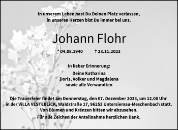 Traueranzeige von Johann Flohr von Neue Presse Coburg