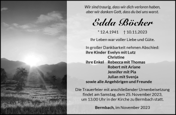 Traueranzeige von Edda Böcker von Südthüringer Presse