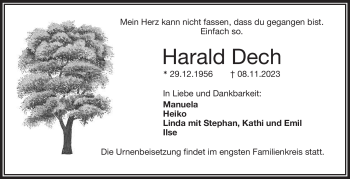 Traueranzeige von Harald Dech von Frankenpost