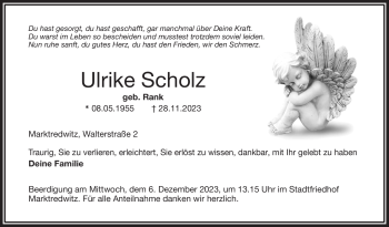 Traueranzeige von Ulrike Scholz von Frankenpost