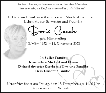 Traueranzeige von Doris Czech von Frankenpost