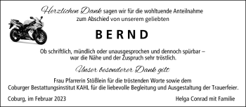 Traueranzeige von Bernd Buchenau von Neue Presse Coburg