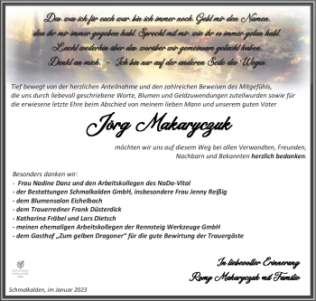 Traueranzeige von Jörg Makaryczuk von Südthüringer Presse
