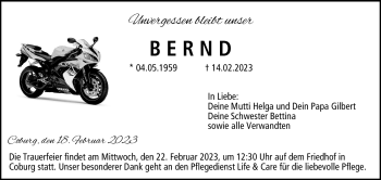 Traueranzeige von Bernd Buchenau von Neue Presse Coburg