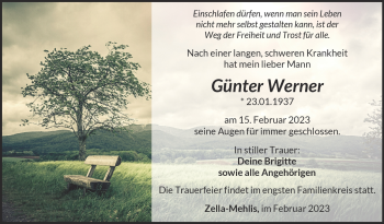 Traueranzeige von Günter Werner von Südthüringer Presse