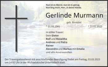 Traueranzeige von Gerlinde Murmann von Neue Presse Coburg