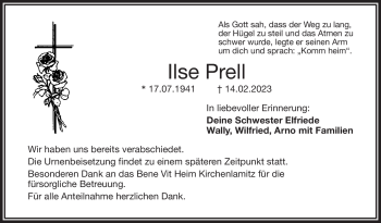 Traueranzeige von Ilse Prell von Frankenpost