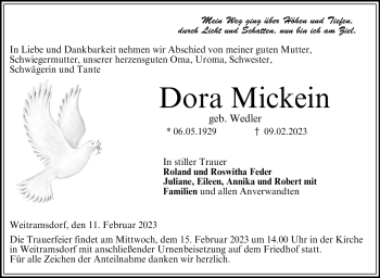 Traueranzeige von Dora Mcikein von Neue Presse Coburg
