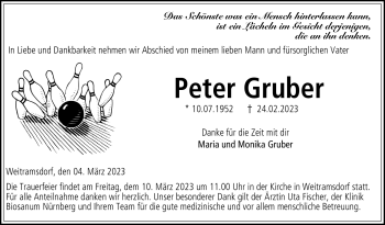Traueranzeige von Peter Gruber von Neue Presse Coburg