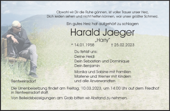 Traueranzeige von Harald Jaeger von Neue Presse Coburg