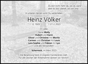 Traueranzeige von Heinz Völker von Neue Presse Coburg