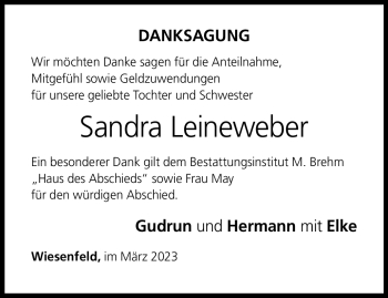 Traueranzeige von Sandra Leineweber von Neue Presse Coburg