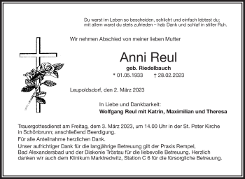 Traueranzeige von Anni Reul von Frankenpost