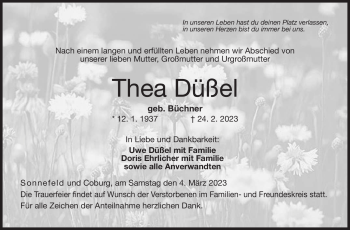 Traueranzeige von Thea Düßel von Neue Presse Coburg