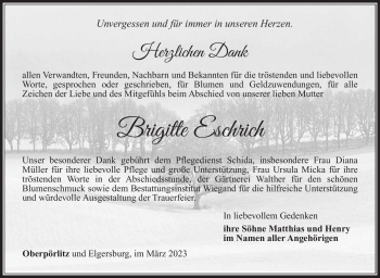 Traueranzeige von Brigitte Eschrich von Südthüringer Presse