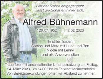 Traueranzeige von Alfred Bühnemann von Frankenpost