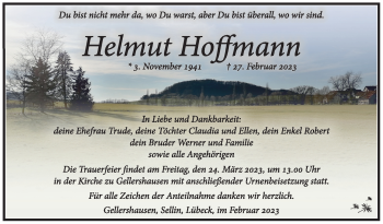 Traueranzeige von Helmut Hoffmann von Südthüringer Presse
