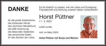 Traueranzeige von Horst Püttner von Frankenpost