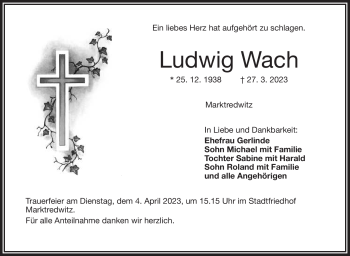 Traueranzeige von Ludwig Wach von Frankenpost
