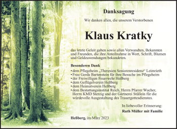 Traueranzeige von Klaus Kratky von Südthüringer Presse
