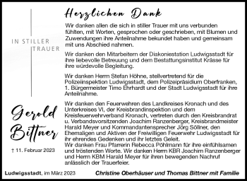 Traueranzeige von Gerold Bittner von Neue Presse Coburg