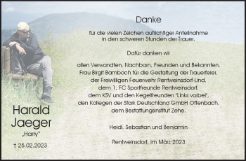 Traueranzeige von Harald Jaeger von Neue Presse Coburg