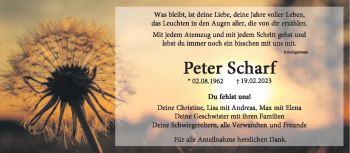 Traueranzeige von Peter Scharf von Frankenpost