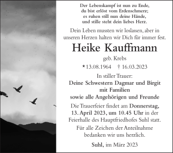 Traueranzeige von Heike Kaufmann von Südthüringer Presse