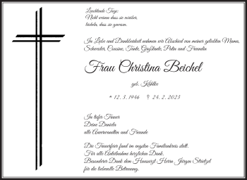 Traueranzeige von Christine Beichel von Frankenpost
