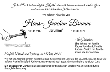 Traueranzeige von Hans-Joachim Brumm von Neue Presse Coburg
