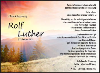 Traueranzeige von Rolf Luther von Südthüringer Presse