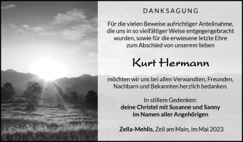 Traueranzeige von Kurt Hermann von Südthüringer Presse