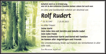 Traueranzeige von Rolf Rudert von Südthüringer Presse