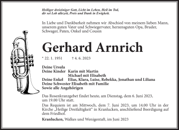 Traueranzeige von Gerhard Arnrich von Südthüringer Presse
