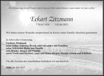 Traueranzeige von Eckart Zitzmann von Südthüringer Presse