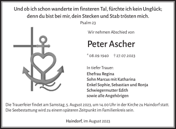 Traueranzeige von Peter Ascher von Südthüringer Presse