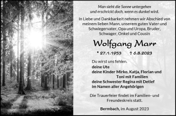 Traueranzeige von Wolfgang Marr von Südthüringer Presse
