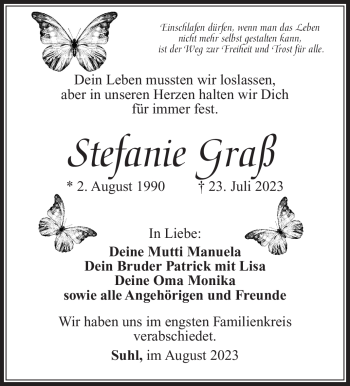 Traueranzeige von Stefanie Graß von Südthüringer Presse