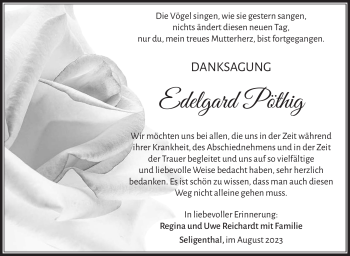 Traueranzeige von Edelgard Pöthig von Südthüringer Presse
