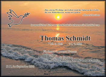 Traueranzeige von Thomas Schmidt von Südthüringer Presse