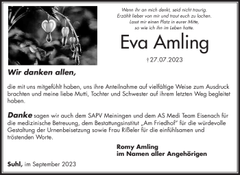 Traueranzeige von Eva Amling von Südthüringer Presse
