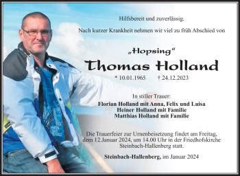 Traueranzeige von Thomas Holland von 80048