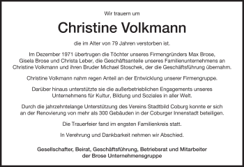 Traueranzeige von Christine Volkmann von 80048