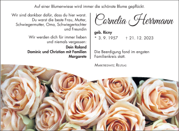 Traueranzeige von Cornelia Herrmann von 80048