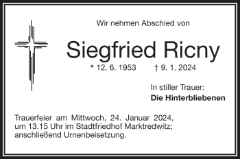 Traueranzeige von Siegfried Ricny von 80048