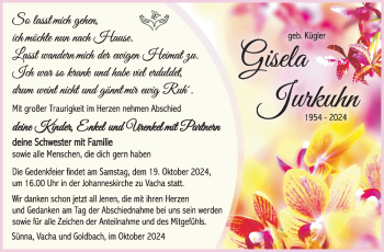 Traueranzeige von Gisela Jurkuhn von Südthüringer Presse