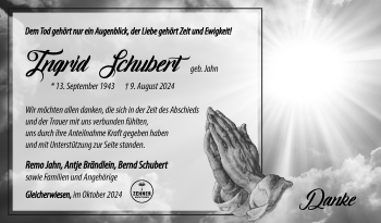 Traueranzeige von Ingrid Schubert von Südthüringer Presse