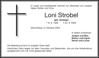 Traueranzeige von Loni Strobel von Frankenpost